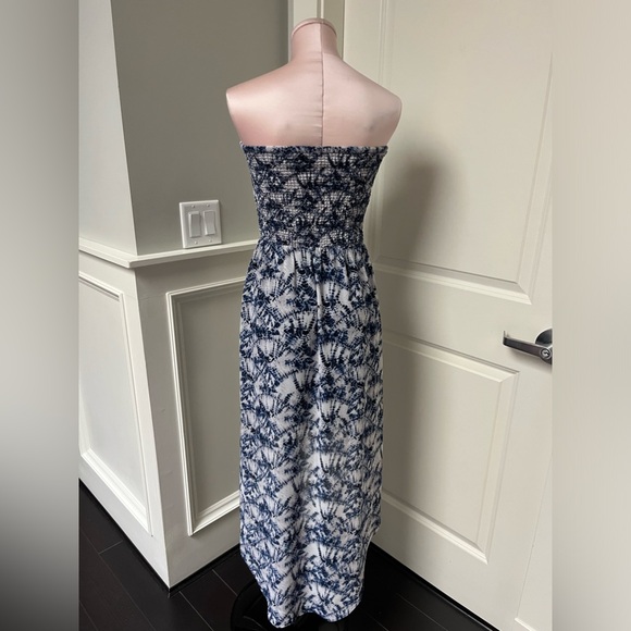 Michael Kors high low hem smocked blue and white print size S - Picture 4 of 6